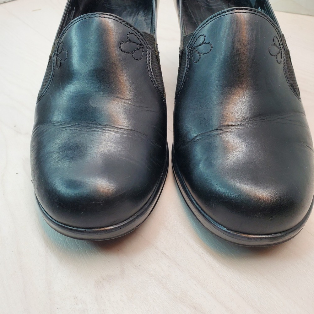 Dansko Black Leather Slip On Block‎ Heel Loafers Women Size 38 - Picture 5 of 16